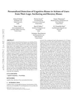 Personalized Detection of Cognitive Biases in Actions of Users from
  Their Logs: Anchoring and Recency Biases