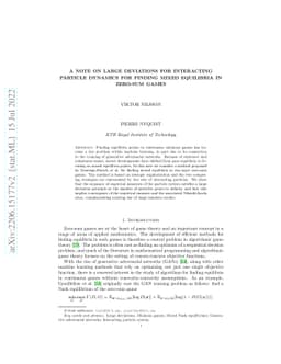 A note on large deviations for interacting particle dynamics for finding
  mixed equilibria in zero-sum games