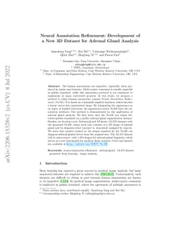 Neural Annotation Refinement: Development of a New 3D Dataset for
  Adrenal Gland Analysis