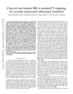 Classical and learned MR to pseudo-CT mappings for accurate transcranial
  ultrasound simulation