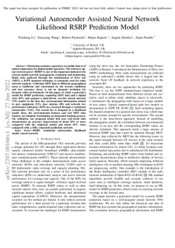 Variational Autoencoder Assisted Neural Network Likelihood RSRP
  Prediction Model