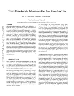 Turbo: Opportunistic Enhancement for Edge Video Analytics