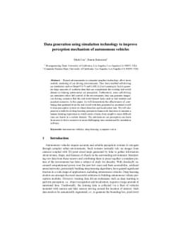 Data generation using simulation technology to improve perception
  mechanism of autonomous vehicles