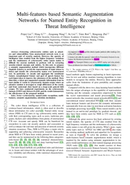 Multi-features based Semantic Augmentation Networks for Named Entity
  Recognition in Threat Intelligence