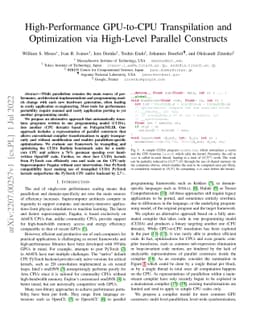 High-Performance GPU-to-CPU Transpilation and Optimization via
  High-Level Parallel Constructs