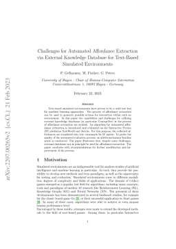 Affordance Extraction with an External Knowledge Database for Text-Based
  Simulated Environments