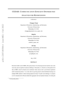 CEDAR: Communication Efficient Distributed Analysis for Regressions