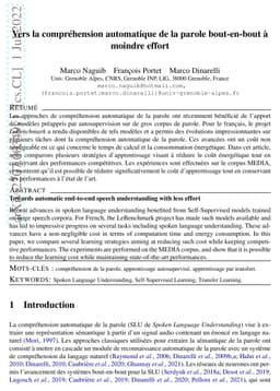 Vers la compréhension automatique de la parole bout-en-bout à
  moindre effort