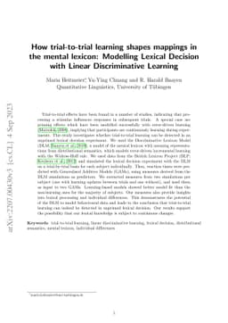 How trial-to-trial learning shapes mappings in the mental lexicon:
  Modelling Lexical Decision with Linear Discriminative Learning