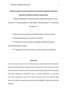 Panning for gold: Lessons learned from the platform-agnostic automated
  detection of political content in textual data