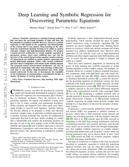 Deep Learning and Symbolic Regression for Discovering Parametric
  Equations