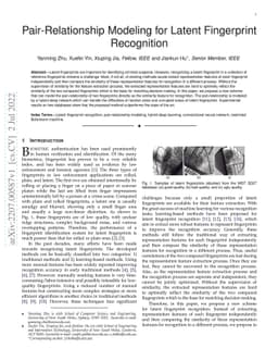 Pair-Relationship Modeling for Latent Fingerprint Recognition