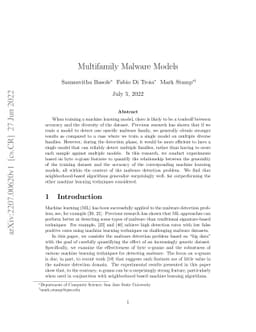 Multifamily Malware Models