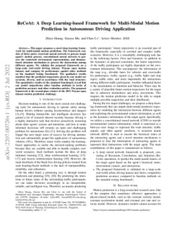 ReCoAt: A Deep Learning-based Framework for Multi-Modal Motion
  Prediction in Autonomous Driving Application