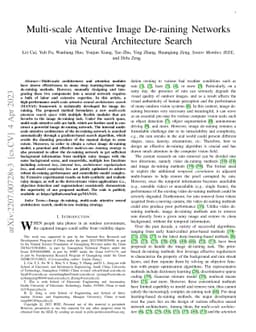 Multi-scale Attentive Image De-raining Networks via Neural Architecture
  Search