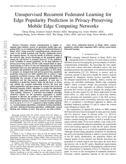 Unsupervised Recurrent Federated Learning for Edge Popularity Prediction
  in Privacy-Preserving Mobile Edge Computing Networks