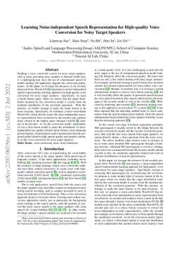 Learning Noise-independent Speech Representation for High-quality Voice
  Conversion for Noisy Target Speakers