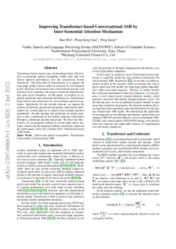Improving Transformer-based Conversational ASR by Inter-Sentential
  Attention Mechanism
