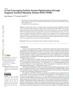 A fast converging particle swarm optimization through targeted,
  position-mutated, elitism (PSO-TPME)