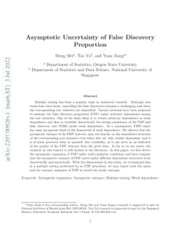 Asymptotic Uncertainty of False Discovery Proportion