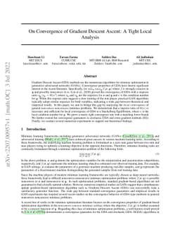 On Convergence of Gradient Descent Ascent: A Tight Local Analysis