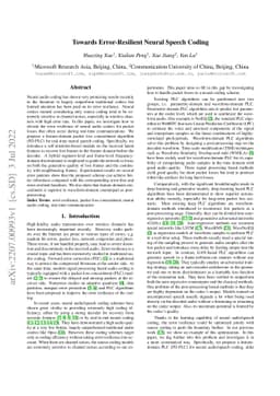 Towards Error-Resilient Neural Speech Coding