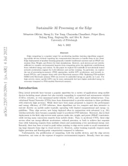 Sustainable AI Processing at the Edge