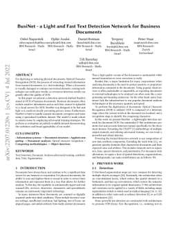 BusiNet -- a Light and Fast Text Detection Network for Business
  Documents