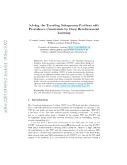Solving the Traveling Salesperson Problem with Precedence Constraints by
  Deep Reinforcement Learning