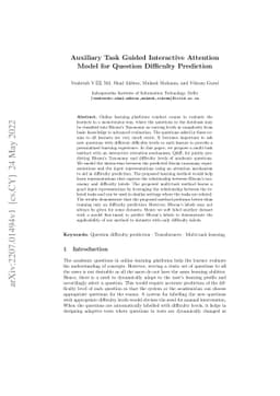 Auxiliary Task Guided Interactive Attention Model for Question
  Difficulty Prediction