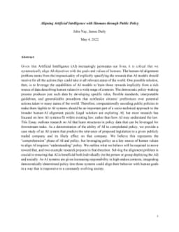Aligning Artificial Intelligence with Humans through Public Policy