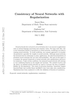 Consistency of Neural Networks with Regularization