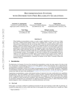 Recommendation Systems with Distribution-Free Reliability Guarantees