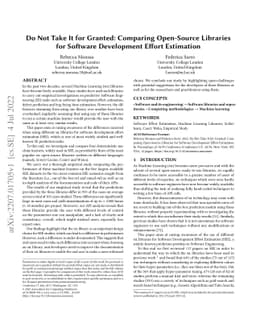 Do Not Take It for Granted: Comparing Open-Source Libraries for Software
  Development Effort Estimation