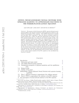 opPINN: Physics-Informed Neural Network with operator learning to
  approximate solutions to the Fokker-Planck-Landau equation