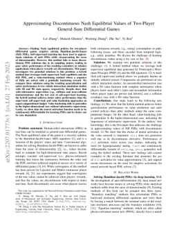 Approximating Discontinuous Nash Equilibrial Values of Two-Player
  General-Sum Differential Games