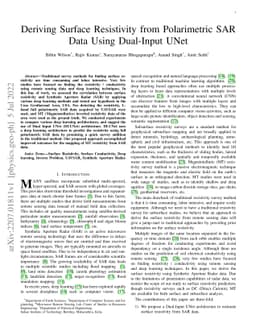 Deriving Surface Resistivity from Polarimetric SAR Data Using Dual-Input
  UNet