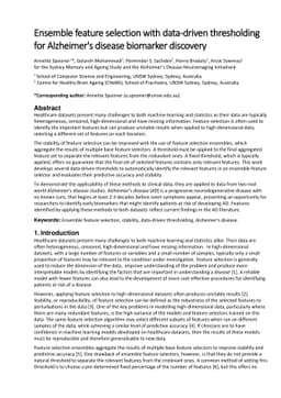 Ensemble feature selection with data-driven thresholding for Alzheimer's
  disease biomarker discovery