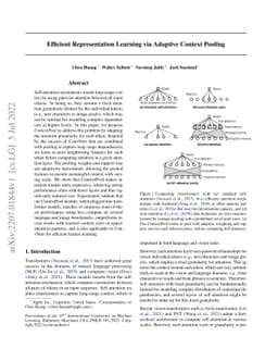 Efficient Representation Learning via Adaptive Context Pooling