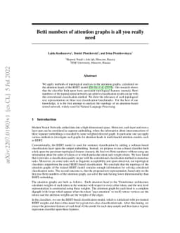 Betti numbers of attention graphs is all you really need