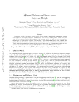 AI-based Malware and Ransomware Detection Models