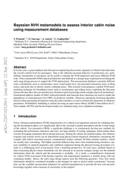 Bayesian NVH metamodels to assess interior cabin noise using measurement
  databases