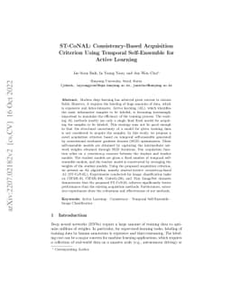 ST-CoNAL: Consistency-Based Acquisition Criterion Using Temporal
  Self-Ensemble for Active Learning