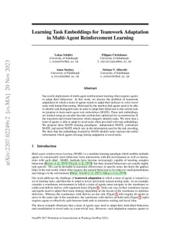 Learning Task Embeddings for Teamwork Adaptation in Multi-Agent
  Reinforcement Learning