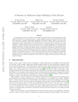 A Dataset on Malicious Paper Bidding in Peer Review