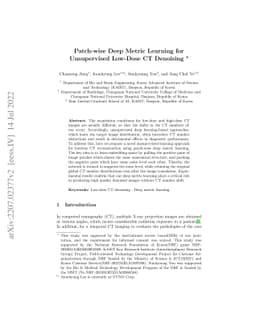 Patch-wise Deep Metric Learning for Unsupervised Low-Dose CT Denoising