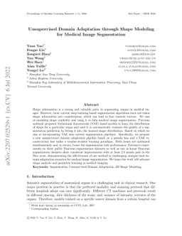 Unsupervised Domain Adaptation through Shape Modeling for Medical Image
  Segmentation