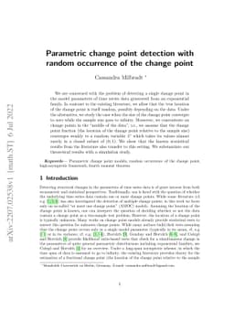 Parametric change point detection with random occurrence of the change
  point