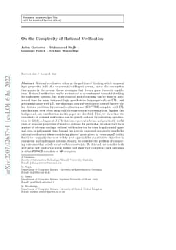 On the Complexity of Rational Verification