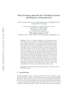 Deep Learning approach for Classifying Trusses and Runners of
  Strawberries
